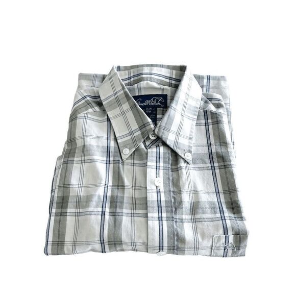 Arnold Palmer Mens Casual Button Down Shirt Plaid Short Sleeve Green Medium - Picture 7 of 7